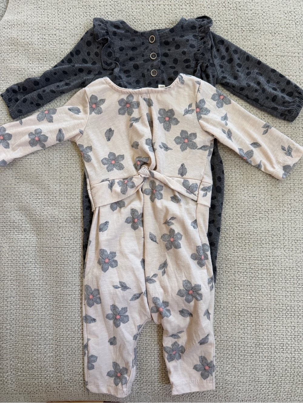 Jessica Simpson Pink Floral Tie-Front One-Piece with Gray Polka Dot Undersuit